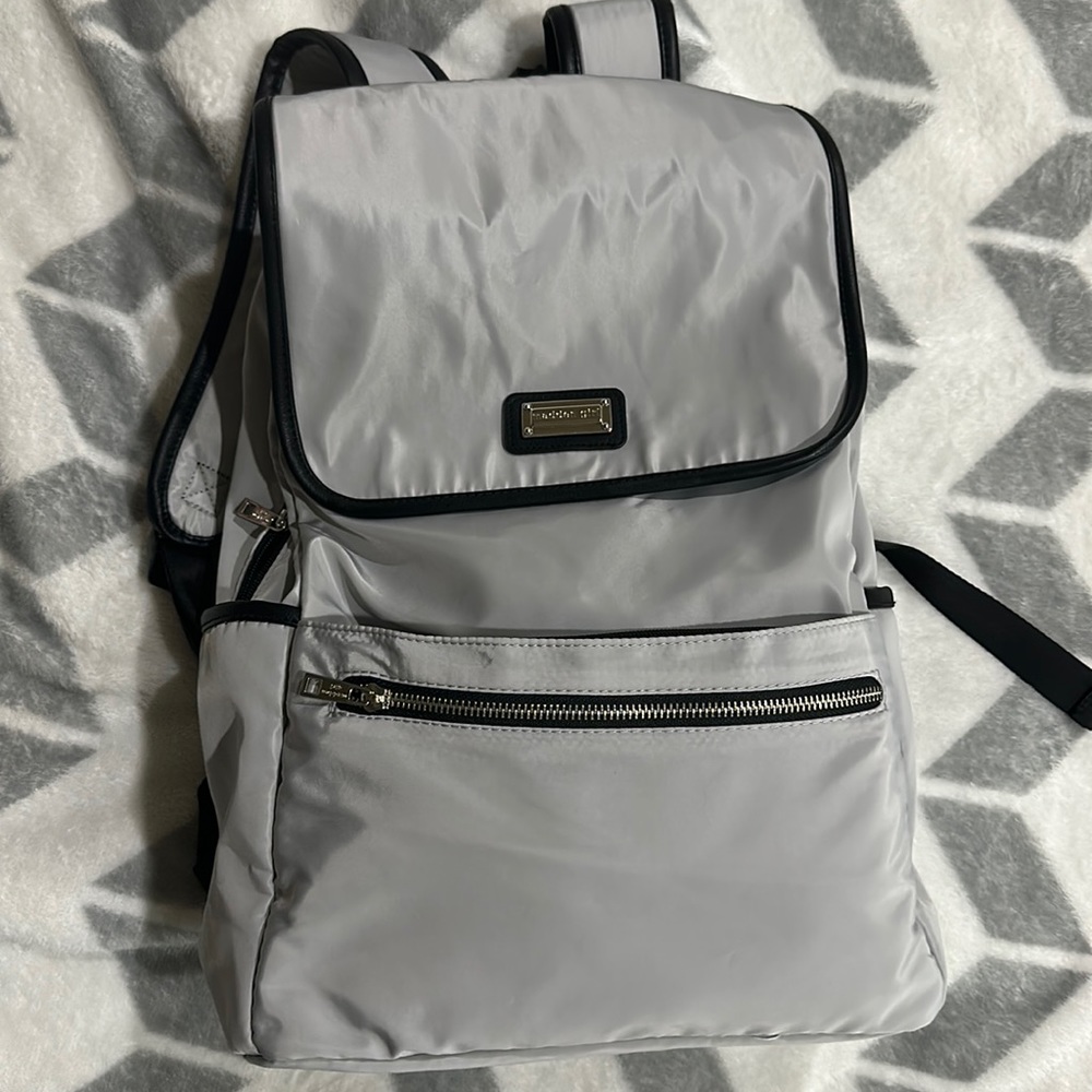 Silver/grey backpacks with black